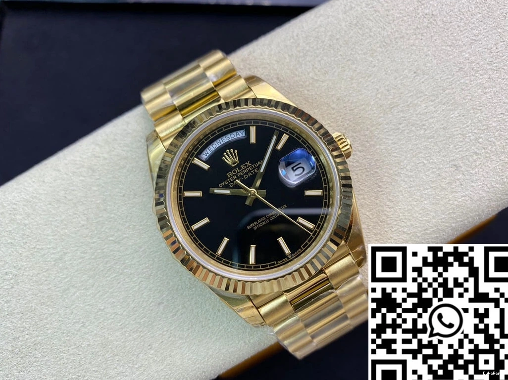 Black 40MM Dial EW Factory Yellow Rolex Gold Day Date 0314